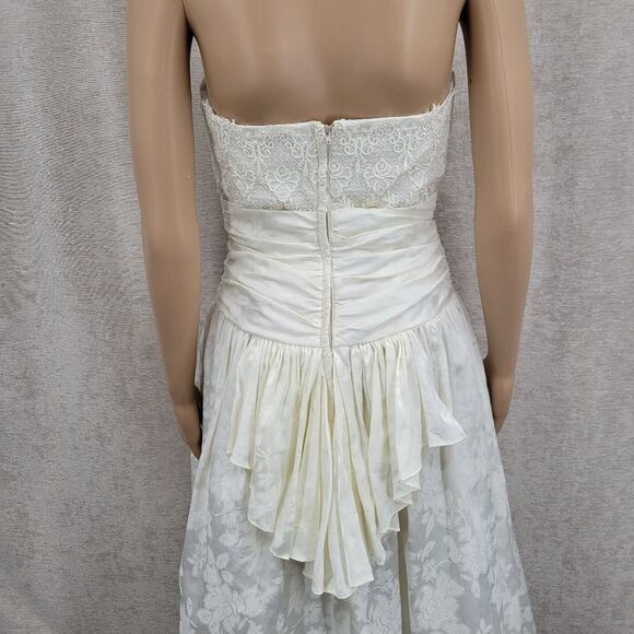 Scott McClintock Vintage 80s White Strapless Dress Lace Accents Wedding - Picture 9 of 16